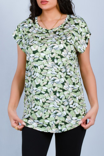 تی شرت آستین کوتاه زنانه افراتین مدل برگ کد 2579 رنگ سبز