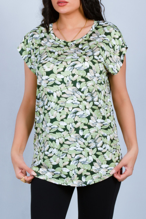 تی شرت آستین کوتاه زنانه افراتین مدل برگ کد 2579 رنگ سبز